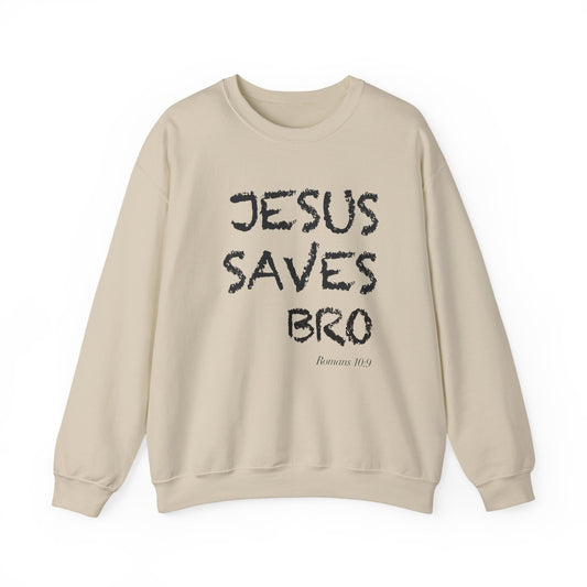 Jesus Saves Bro Sweatshirt - Casual Christian Graphic Crewneck