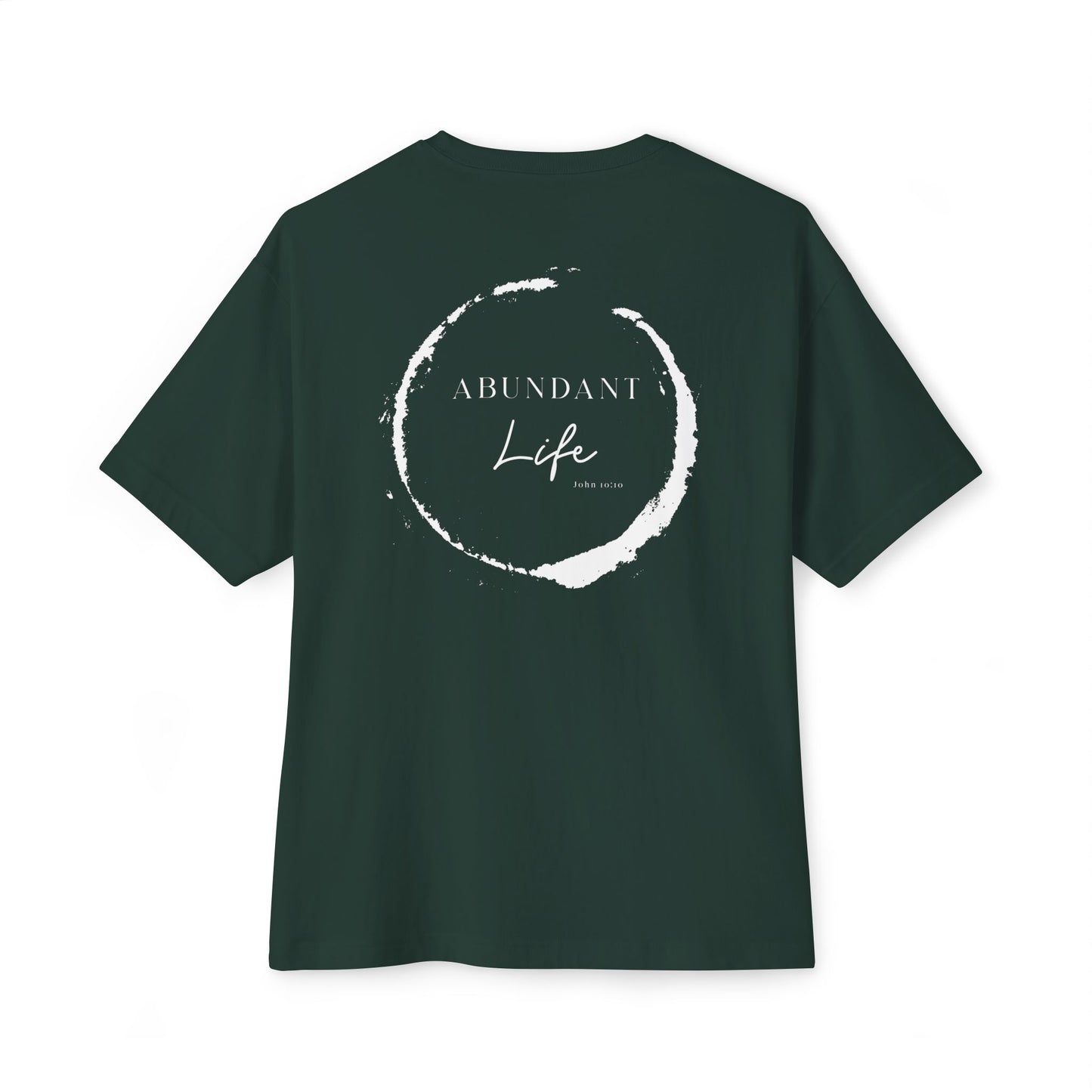 Abundant Life Scripture Oversized Boxy Tee — Christian Faith Inspirational Shirt