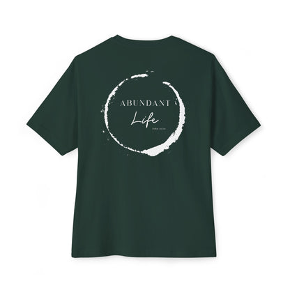 Abundant Life Scripture Oversized Boxy Tee — Christian Faith Inspirational Shirt