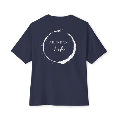 Abundant Life Scripture Oversized Boxy Tee — Christian Faith Inspirational Shirt