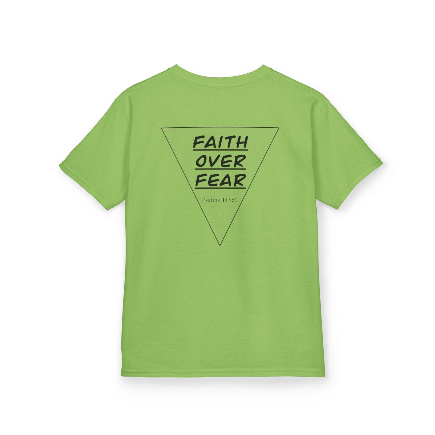 Kids T‑Shirt — "Faith Over Fear" Triangle Christian Tee