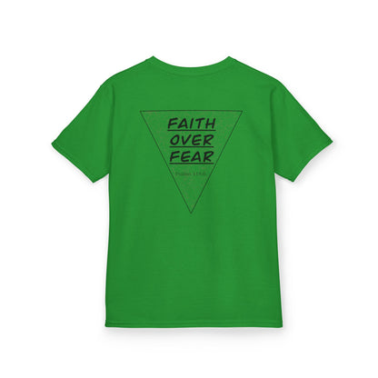 Kids T‑Shirt — "Faith Over Fear" Triangle Christian Tee