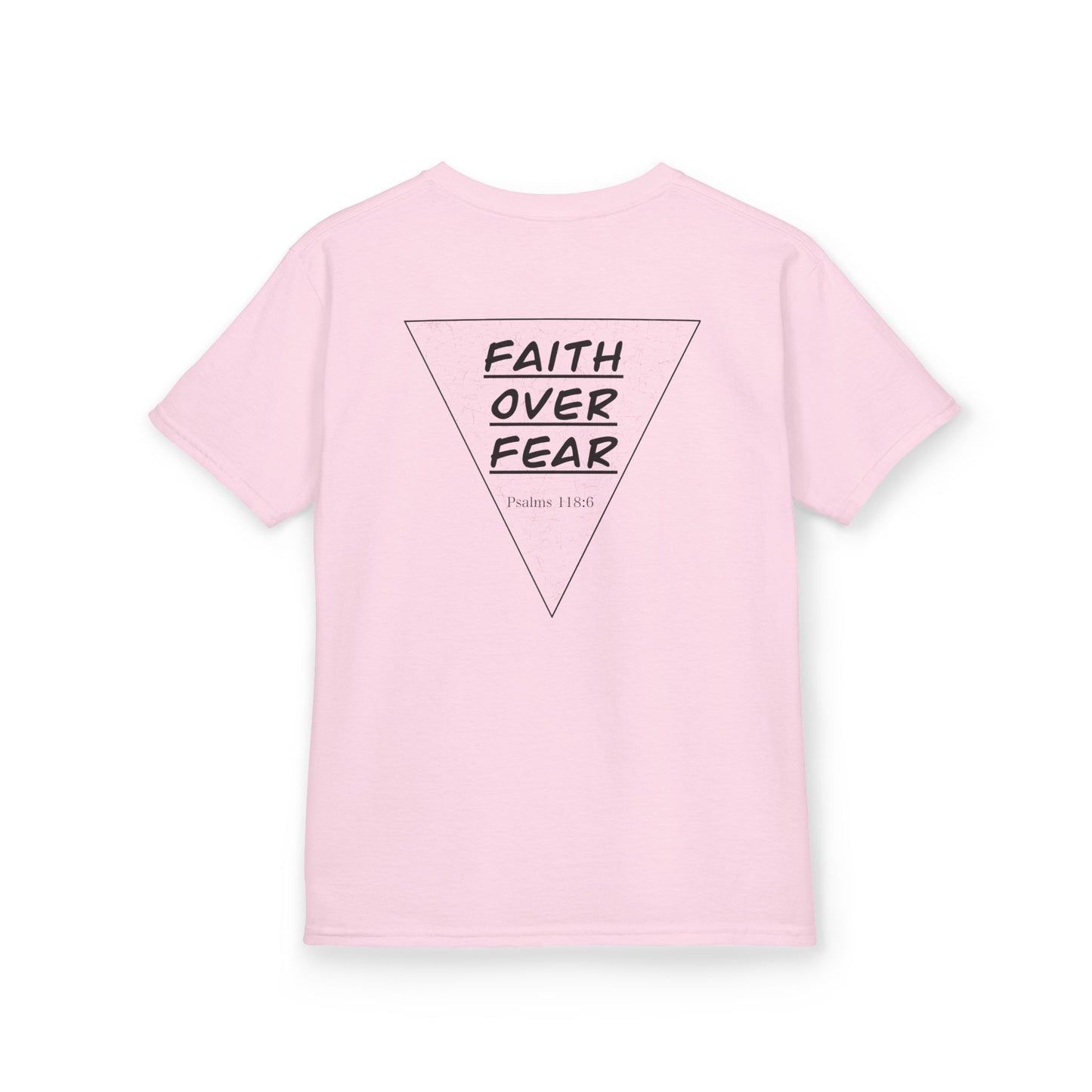 Kids T‑Shirt — "Faith Over Fear" Triangle Christian Tee