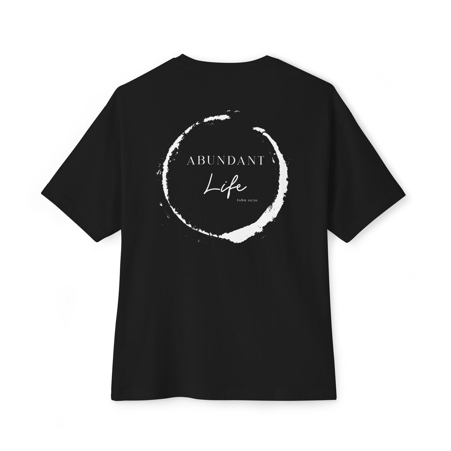 Abundant Life Scripture Oversized Boxy Tee — Christian Faith Inspirational Shirt