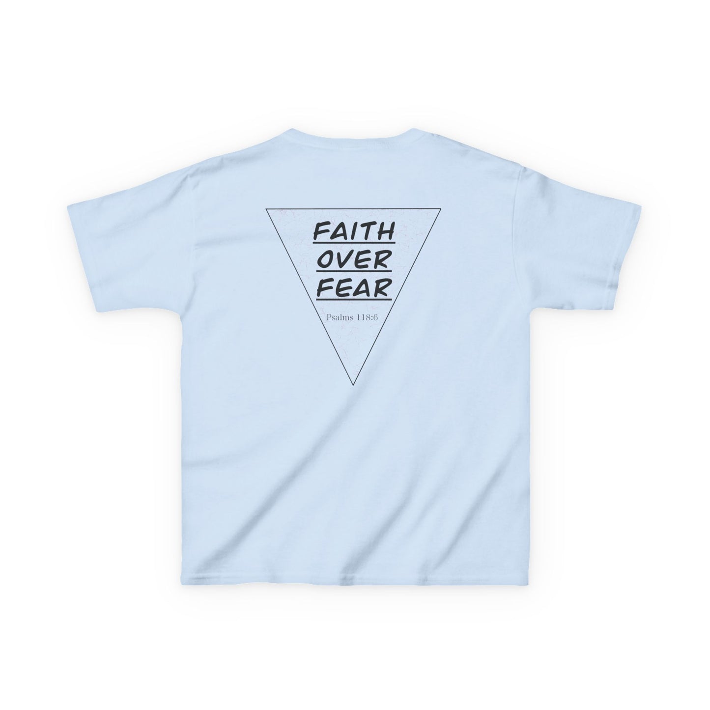 Kids T‑Shirt — "Faith Over Fear" Triangle Christian Tee