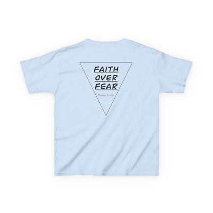 Kids T‑Shirt — "Faith Over Fear" Triangle Christian Tee