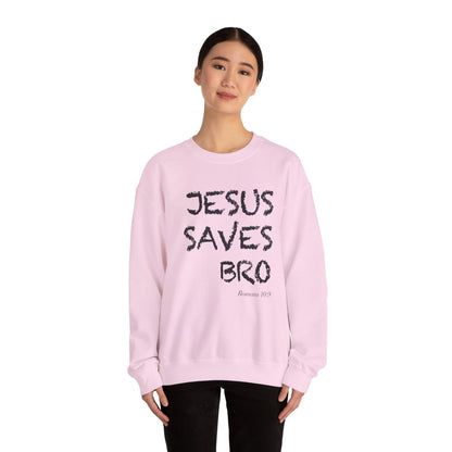 Jesus Saves Bro Sweatshirt - Casual Christian Graphic Crewneck