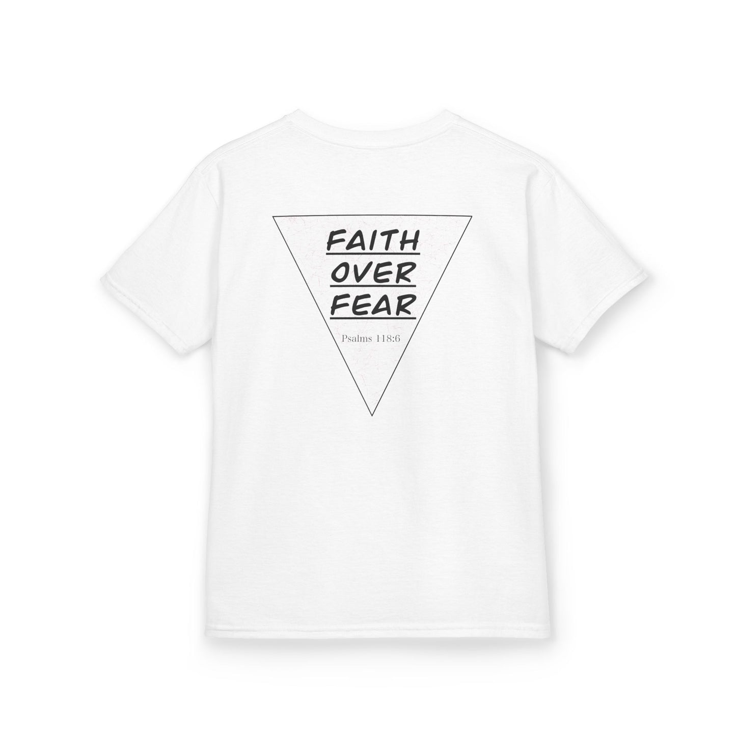 Kids T‑Shirt — "Faith Over Fear" Triangle Christian Tee