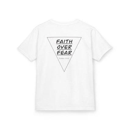 Kids T‑Shirt — "Faith Over Fear" Triangle Christian Tee