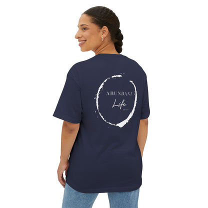 Abundant Life Scripture Oversized Boxy Tee — Christian Faith Inspirational Shirt
