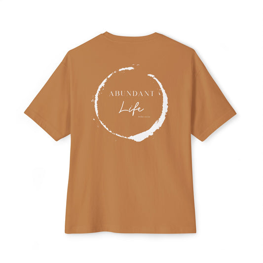 Abundant Life Scripture Oversized Boxy Tee — Christian Faith Inspirational Shirt