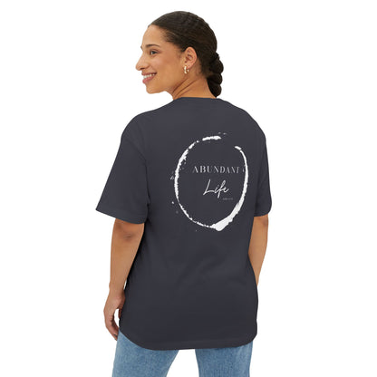 Abundant Life Scripture Oversized Boxy Tee — Christian Faith Inspirational Shirt