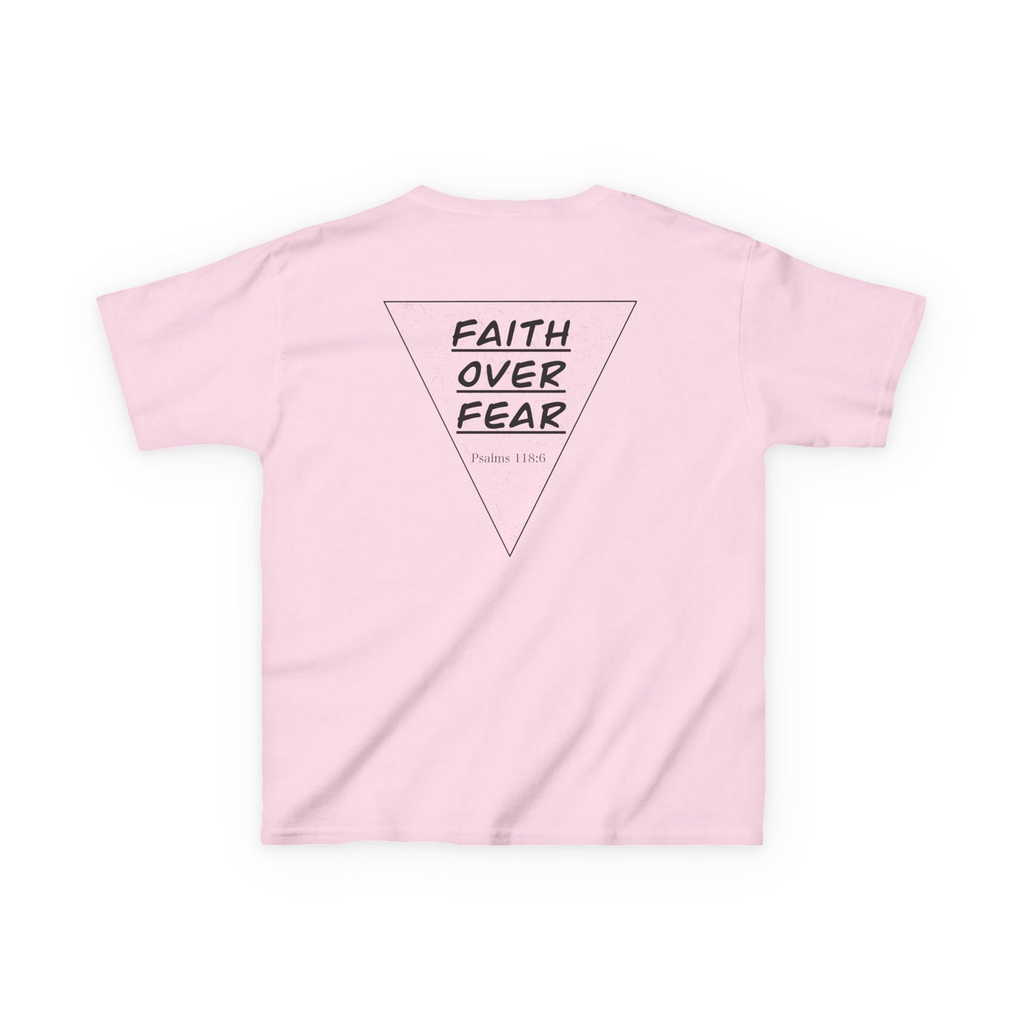 Kids T‑Shirt — "Faith Over Fear" Triangle Christian Tee