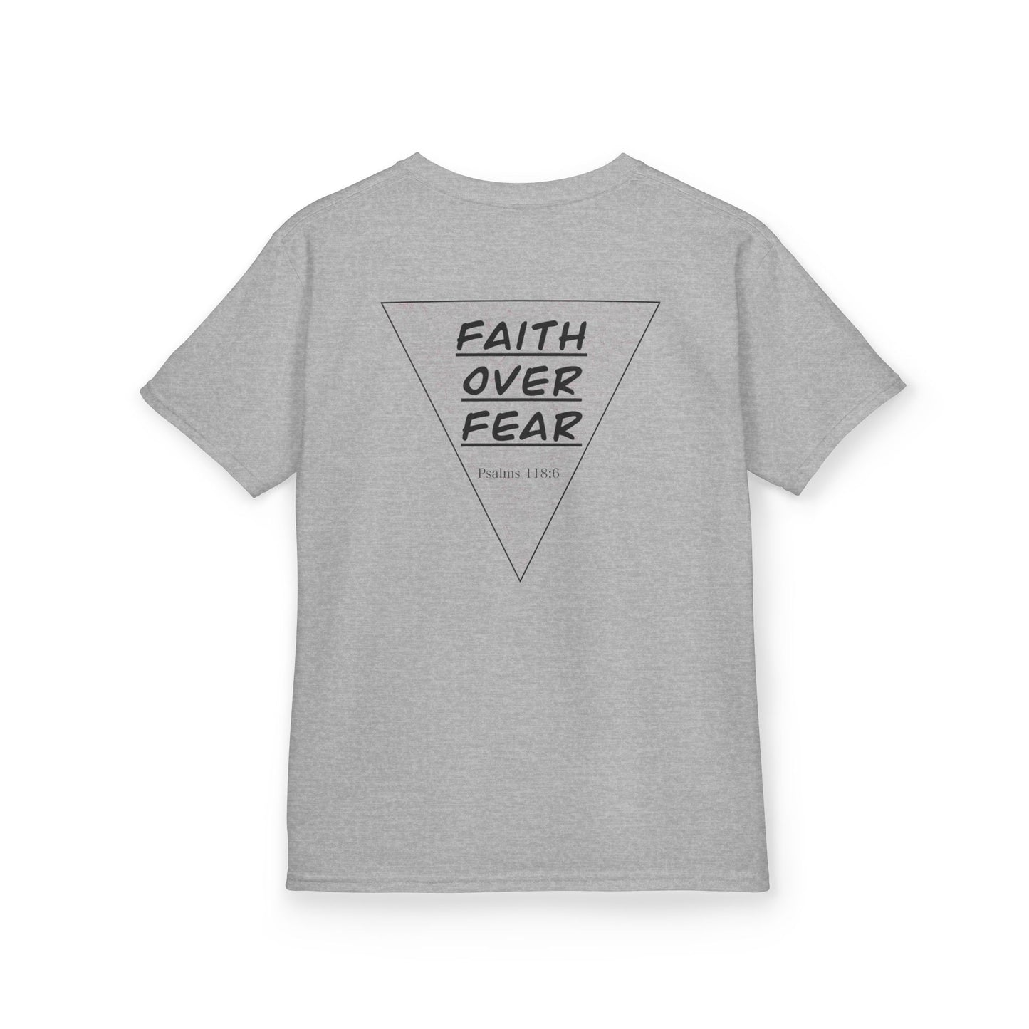 Kids T‑Shirt — "Faith Over Fear" Triangle Christian Tee