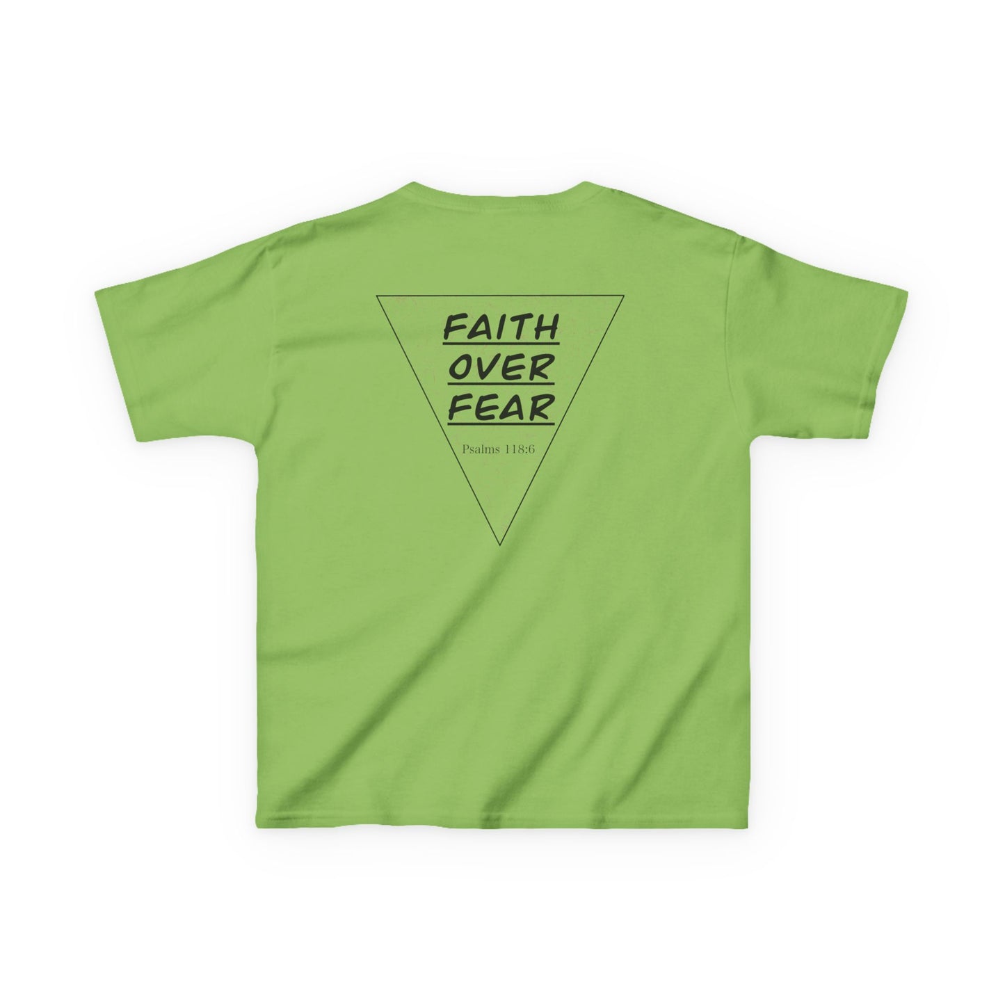Kids T‑Shirt — "Faith Over Fear" Triangle Christian Tee