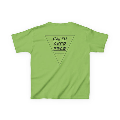 Kids T‑Shirt — "Faith Over Fear" Triangle Christian Tee