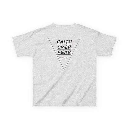 Kids T‑Shirt — "Faith Over Fear" Triangle Christian Tee