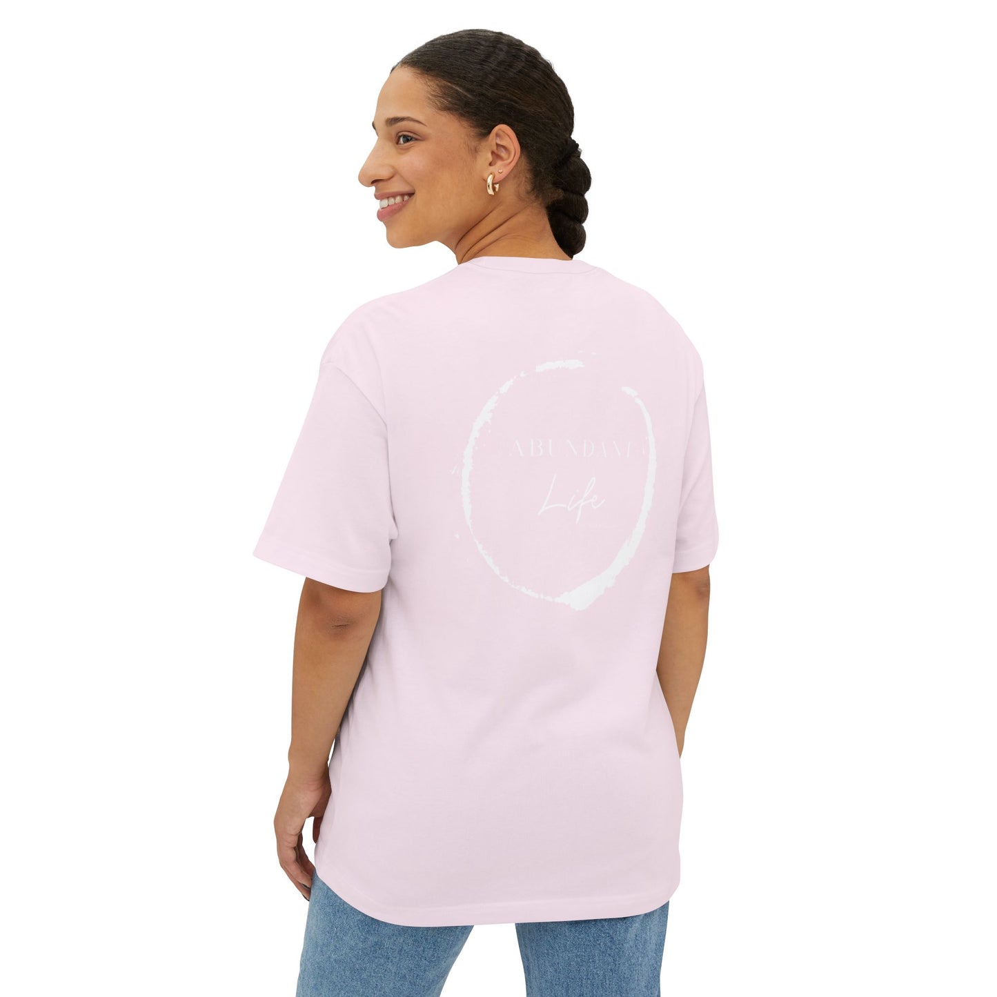 Abundant Life Scripture Oversized Boxy Tee — Christian Faith Inspirational Shirt