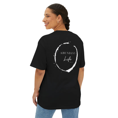 Abundant Life Scripture Oversized Boxy Tee — Christian Faith Inspirational Shirt