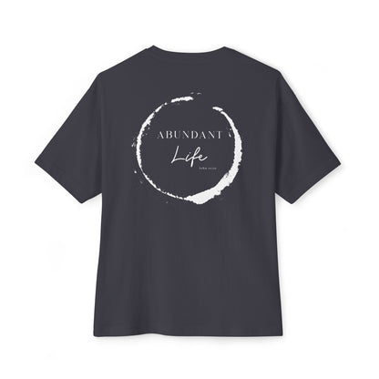 Abundant Life Scripture Oversized Boxy Tee — Christian Faith Inspirational Shirt
