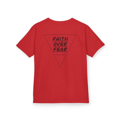 Kids T‑Shirt — "Faith Over Fear" Triangle Christian Tee