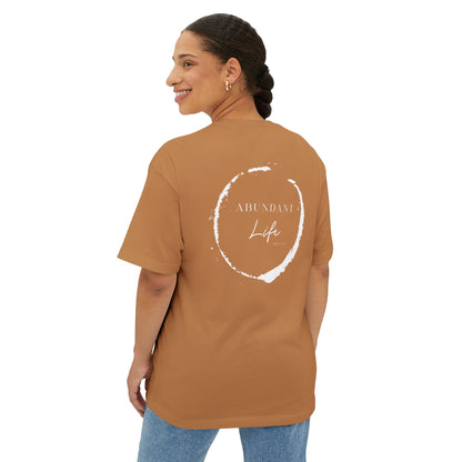 Abundant Life Scripture Oversized Boxy Tee — Christian Faith Inspirational Shirt