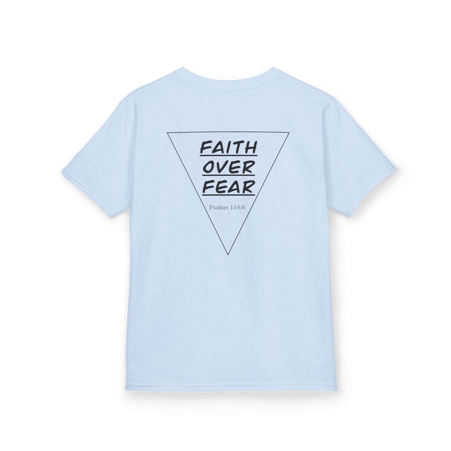 Kids T‑Shirt — "Faith Over Fear" Triangle Christian Tee