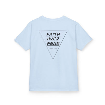 Kids T‑Shirt — "Faith Over Fear" Triangle Christian Tee