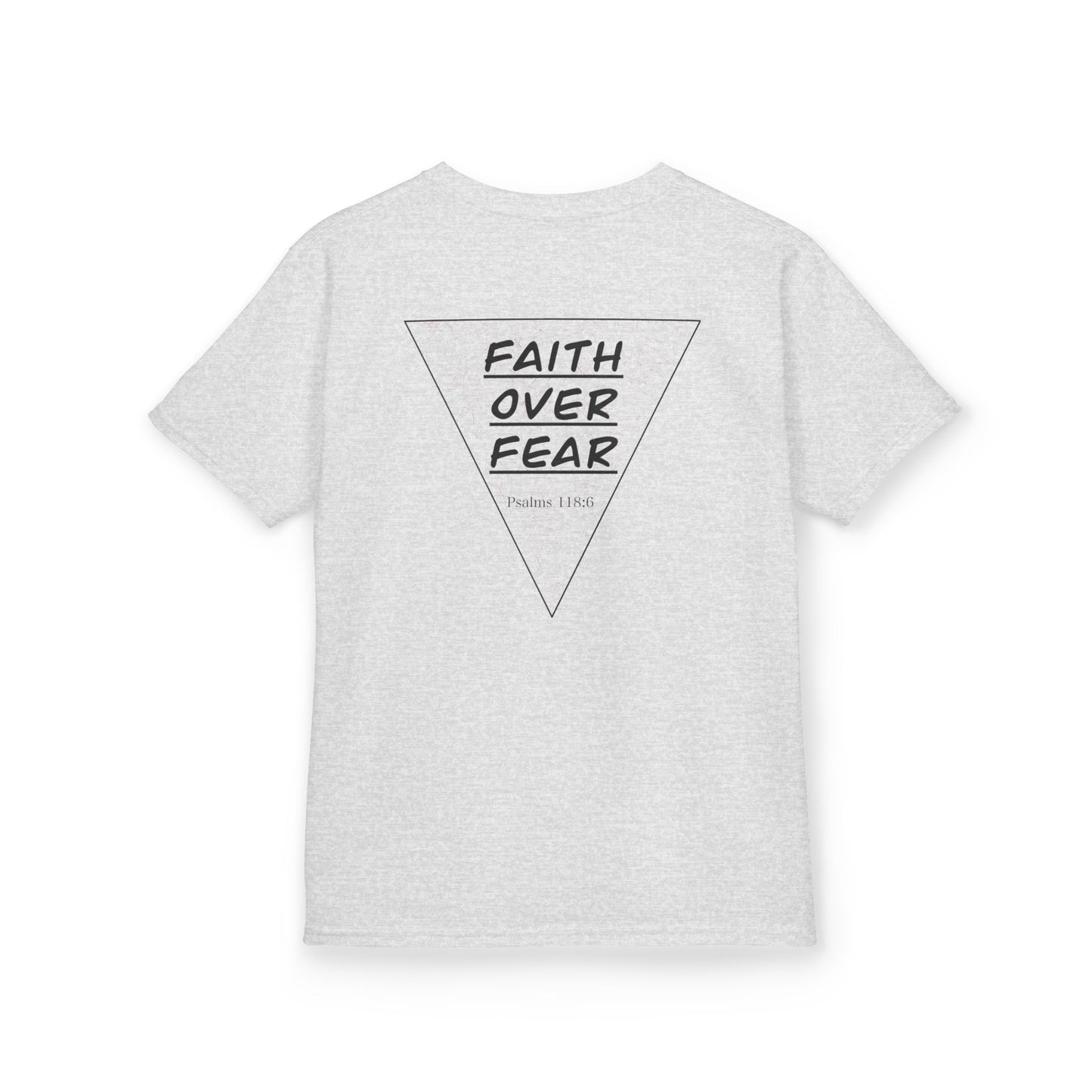 Kids T‑Shirt — "Faith Over Fear" Triangle Christian Tee
