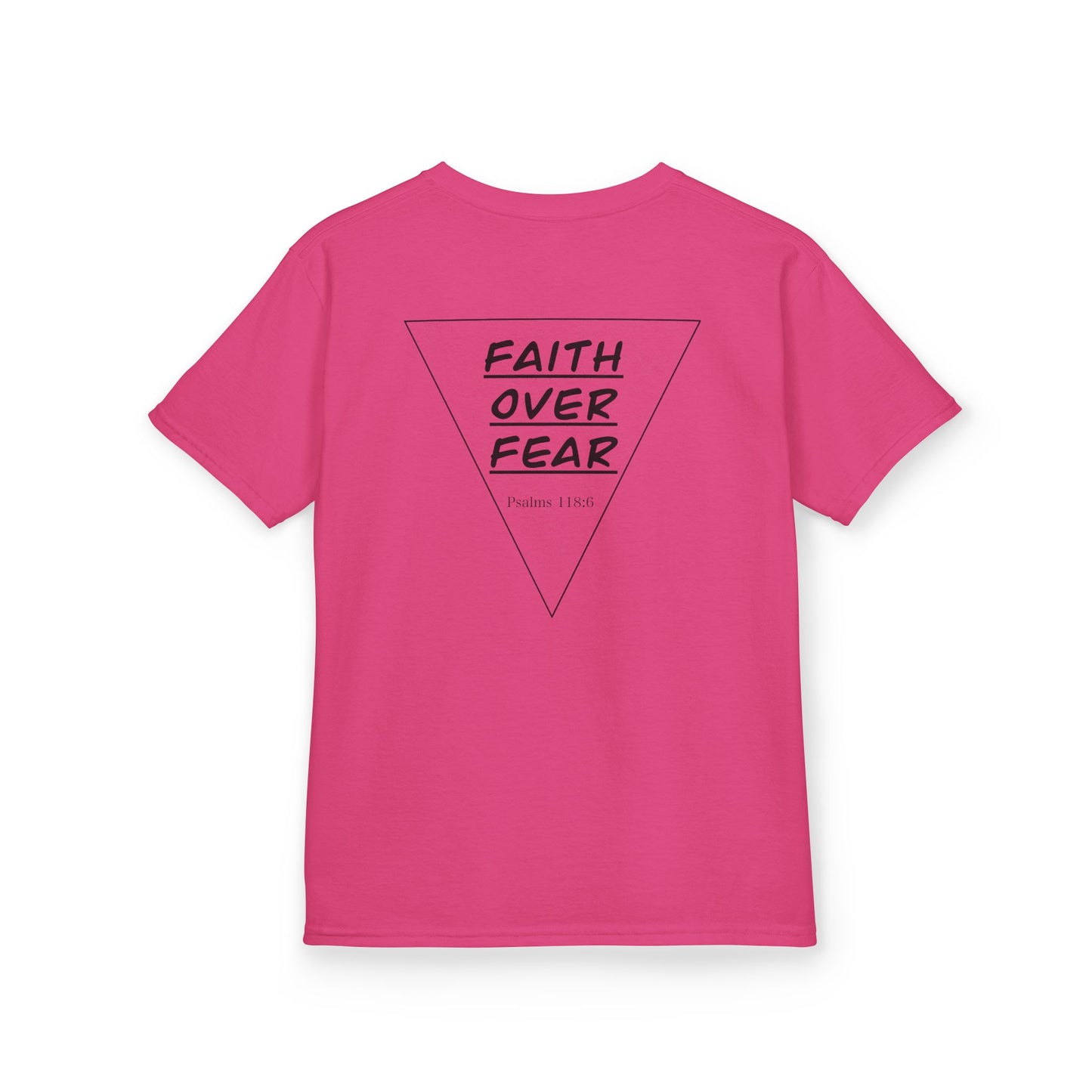 Kids T‑Shirt — "Faith Over Fear" Triangle Christian Tee