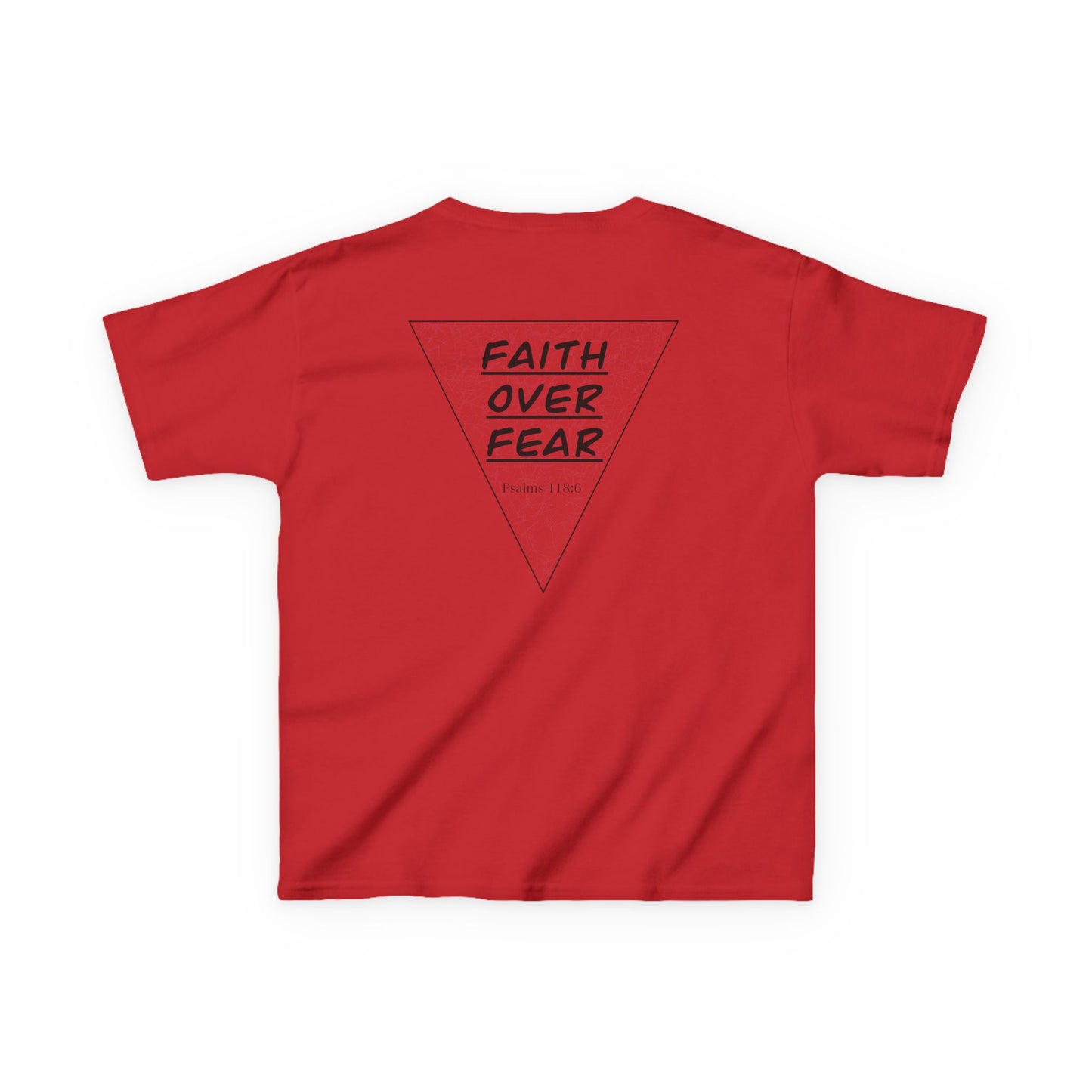 Kids T‑Shirt — "Faith Over Fear" Triangle Christian Tee