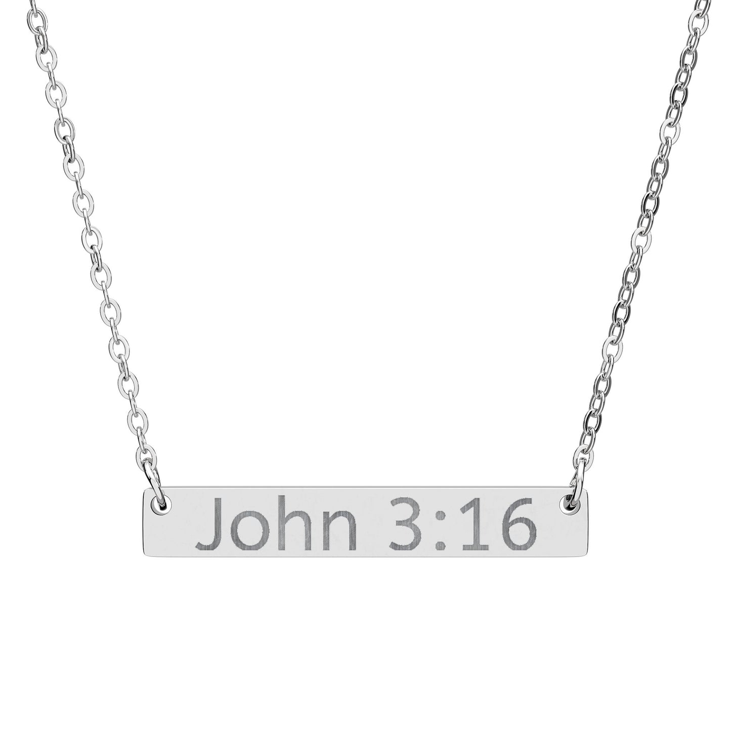 John 3:16 Engraved Bar Necklace — Personalized Scripture Bar Necklace