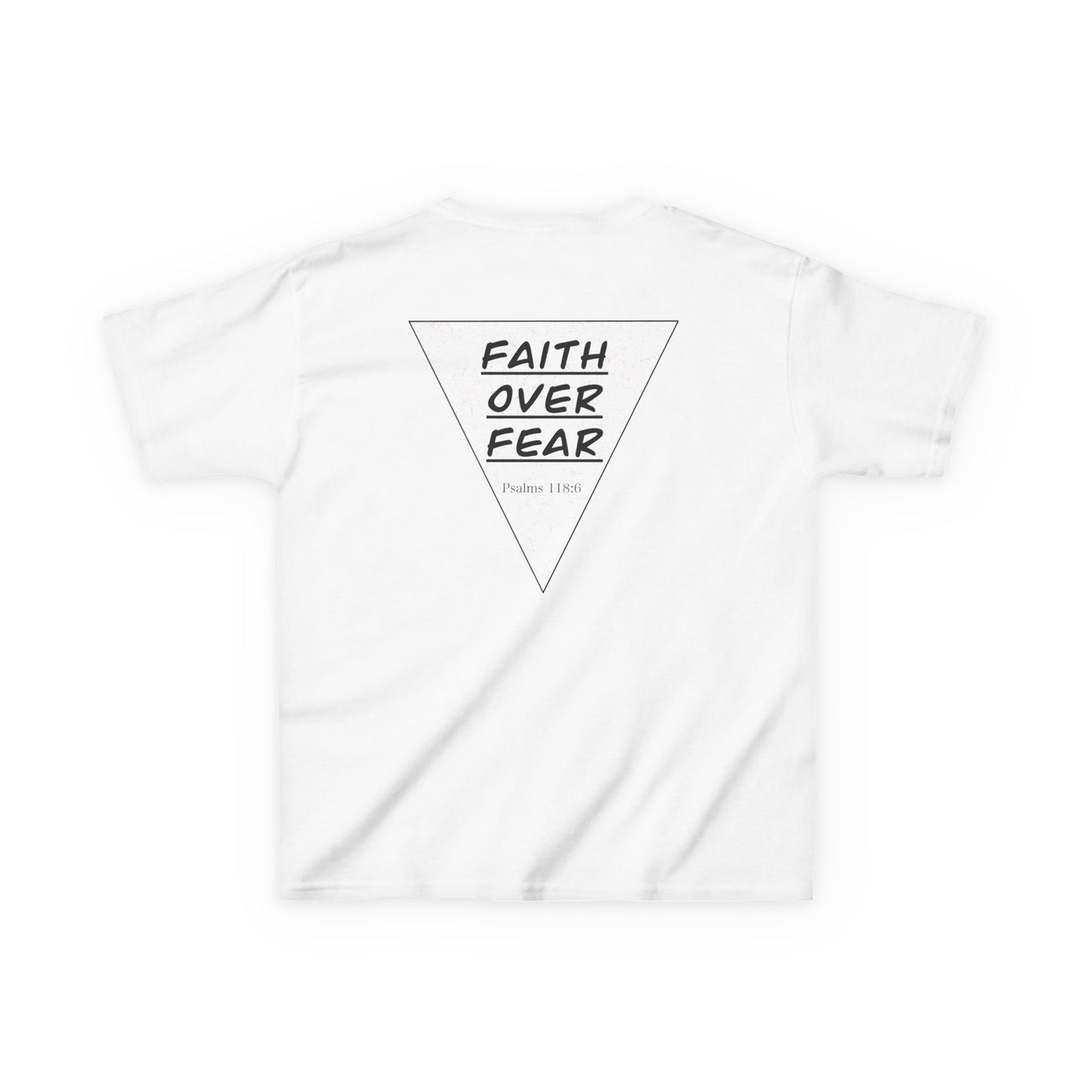 Kids T‑Shirt — "Faith Over Fear" Triangle Christian Tee