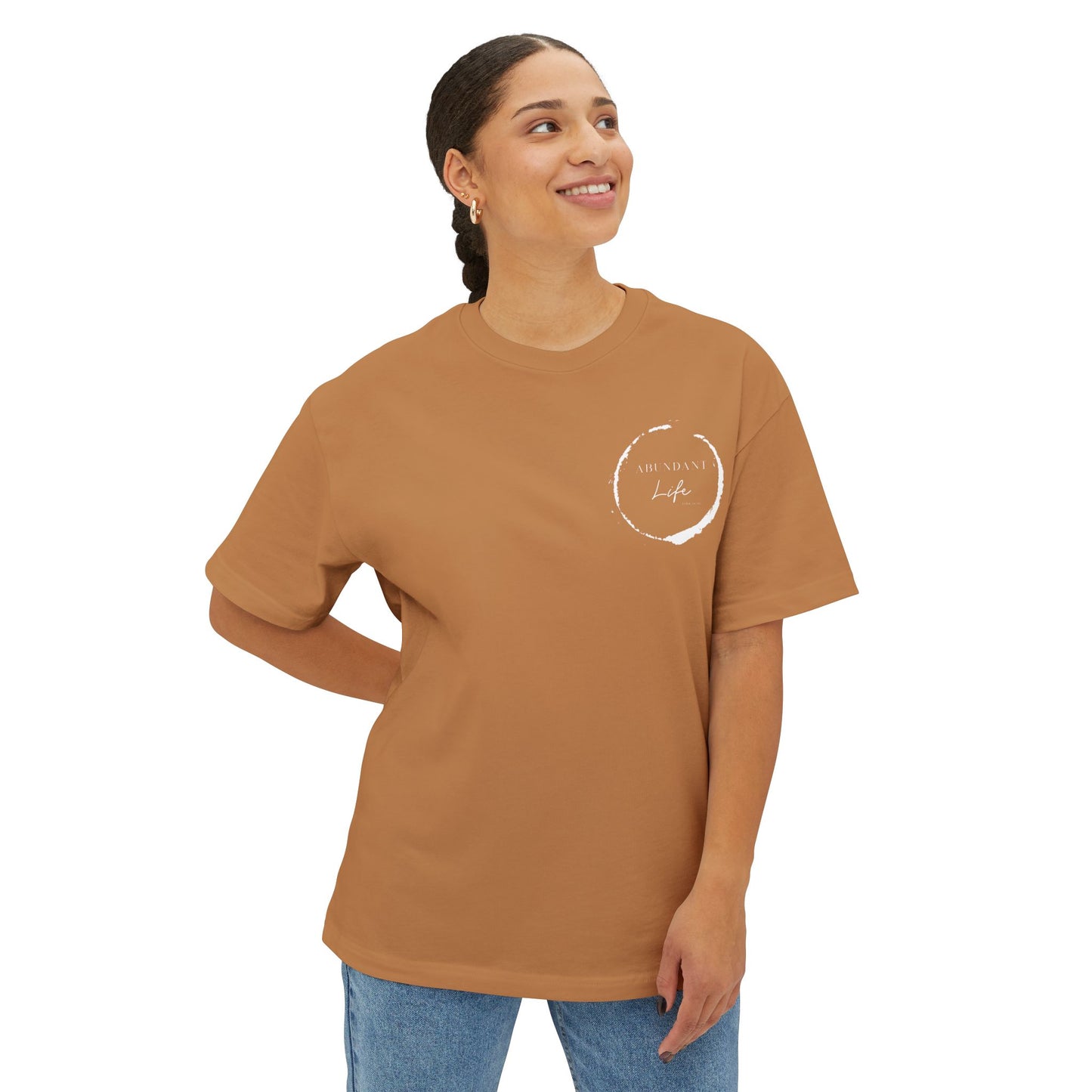 Abundant Life Scripture Oversized Boxy Tee — Christian Faith Inspirational Shirt
