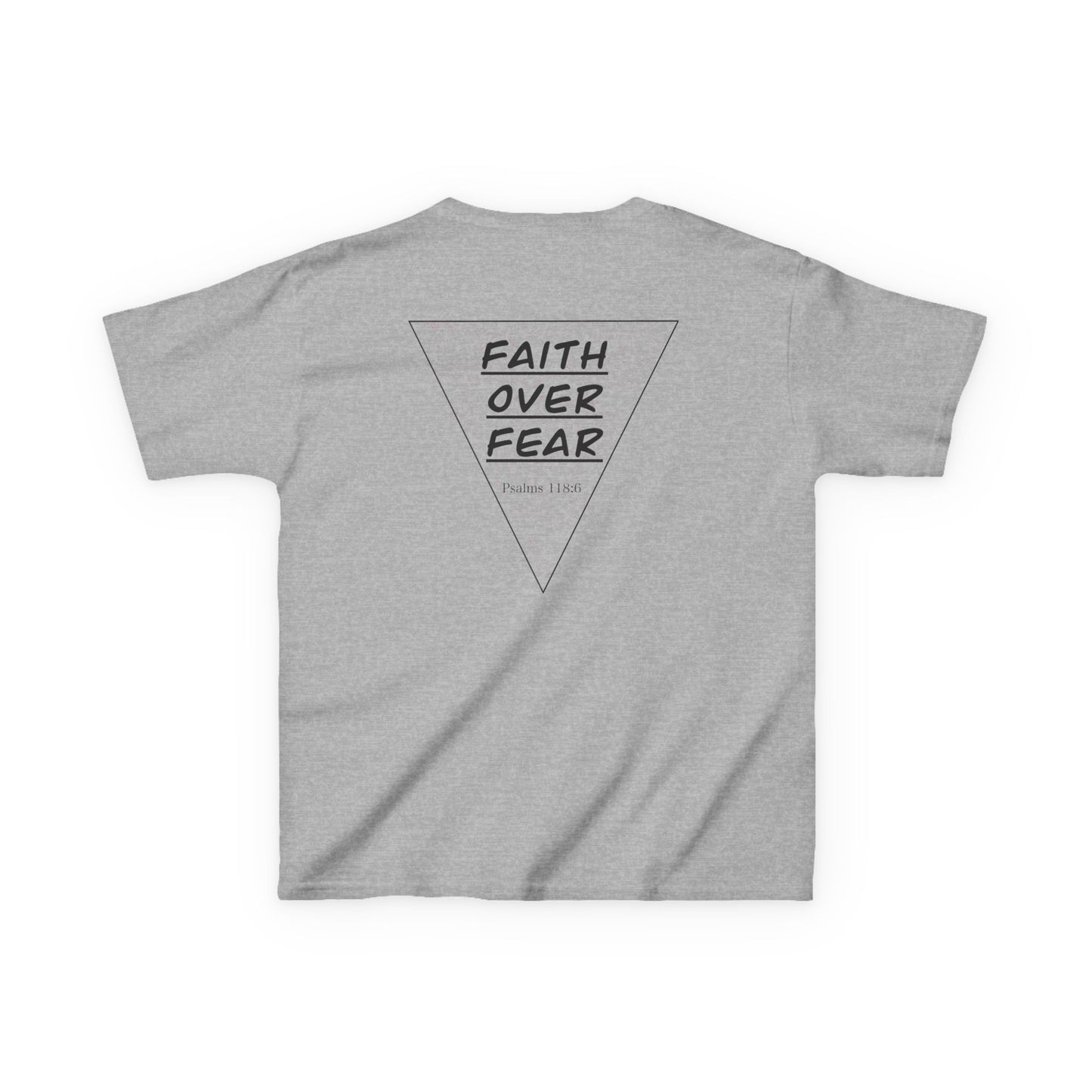 Kids T‑Shirt — "Faith Over Fear" Triangle Christian Tee